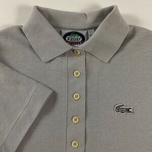 Vintage 80s Izod Lacoste Polo Shirt Womens Size 36 Gray Grey Mesh Golf